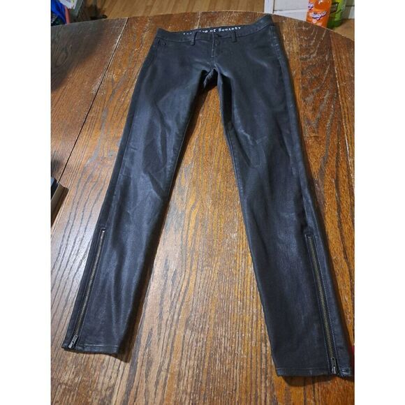 Articles Of Society Denim - Size 26 Waist Articles of Society Black Coated Skinny Jeans Pants Moto Bodycon